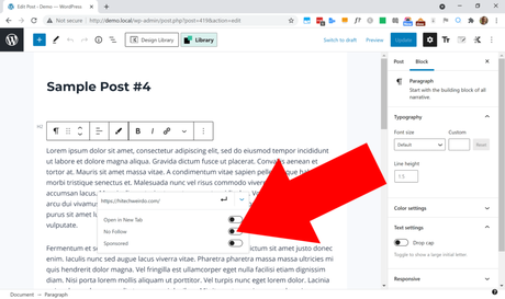 how to add nofollow link in wordpress