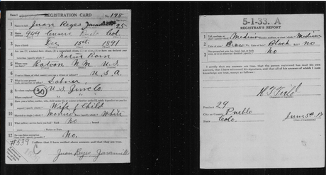 research–great grandfather’s draft card