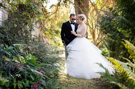Bride and groom portraits in autumnal light