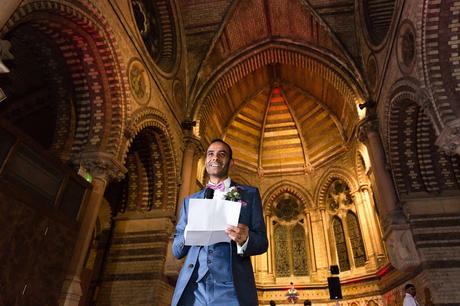 Smiling Asian Groom gives Speech at St Stephens Wedding London