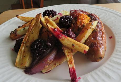 Sausage & Blackberry Tray Bake