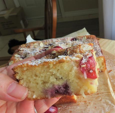 Cherry, Coconut & Almond Snack Cake