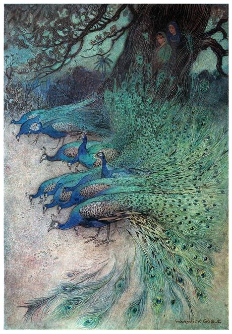 Inspirational art: Hundreds of Peacocks of Gorgeous Plumes – Warwick Goble