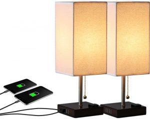Nightstand lights with double USB charging ports
