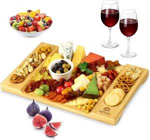 Personal wine carafe and cheese board oak set