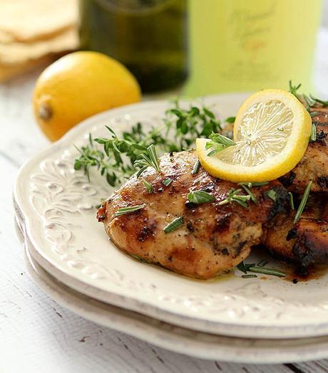 Barbecued Limoncello Chicken Thighs with Fresh Herbs