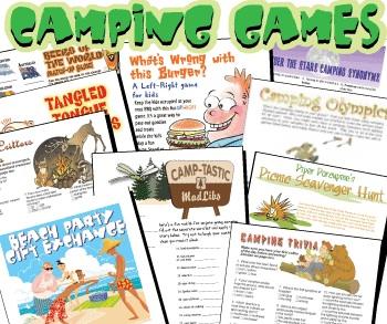 Printable Games for Camping bargain pack of 16