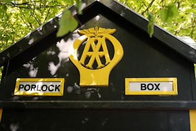 Photograph showing the top of the AA box in detail: 'PORLOCK BOX' is clearly legible.