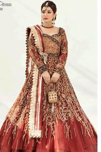 Maroon Velvet Lehenga Blouse – Copper Dupatta