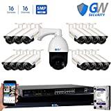 GW Security 16 Channel HD 1920p Security System with 8TB HDD, 15 HD 5MP 1920p 2.8-12mm Varifocal Outdoor Indoor PoE IP Cameras, and 1 20X Zoom 4MP 1520p IP PTZ Camera
