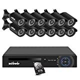 Zclever 16 Channel Security Camera System, 1080P Lite 16 Channel Hybrid DVR Recorder with Hard Drive 2TB and 12pcs 720p Surveillance Bullet Camera Outdoor Indoor with Day Night Vision