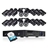 DEFEWAY 16ch CCTV Camera Security System with 16Channel 1080N DVR, 16 Weatherproof 720P HD Cameras, Indoor & Outdoor, 100ft Night Vision, Motion Detection, 2TB Hard Drive
