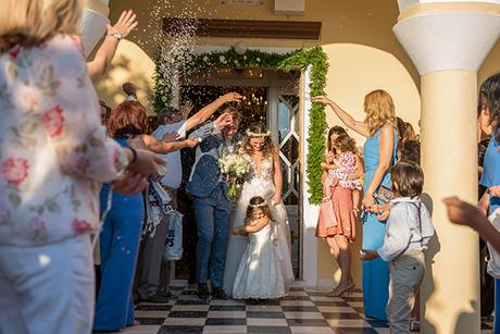 Summer romantic wedding in Santorini with white peonies and roses │ Georgia & Ilias summer-romantic-wedding-santorini-white-peonies-roses_15