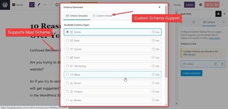 rankmath schema types supported