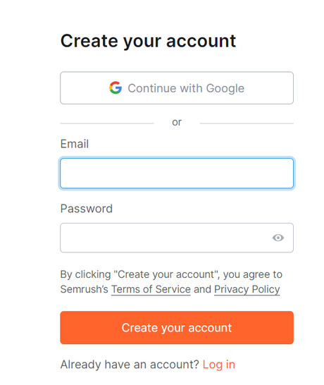 create semrush account