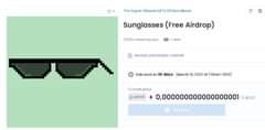 May be an image of text that says 'The Super Glasses NFT Of Hutsakeee Sunglasses (Free Airdrop) 10.000 owned by you view Reveal unlockable content Sale ends 181 days (March 6, 2022 at 7:06am CEST) Current price x10000 Buy now 0,00000000000000000001 (