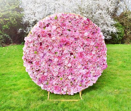 Blossom pink wedding flower wall