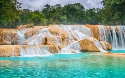 Enchanting Travels Central America Tours Mexico Palenque Waterfall Agua Azul, Chiapas. Located in Mexico