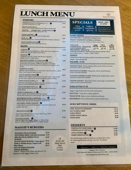 maggies bar and kitchen kilmarnock menu