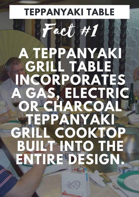 A Teppanyaki table is a table with built in teppanyaki grill plate