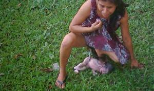 Mazatec woman gives birth on the back lawn of a hospital.