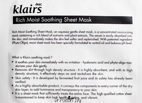 Klairs Rich moist soothing face masks Review