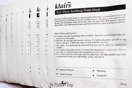 Klairs Rich moist soothing face masks Review