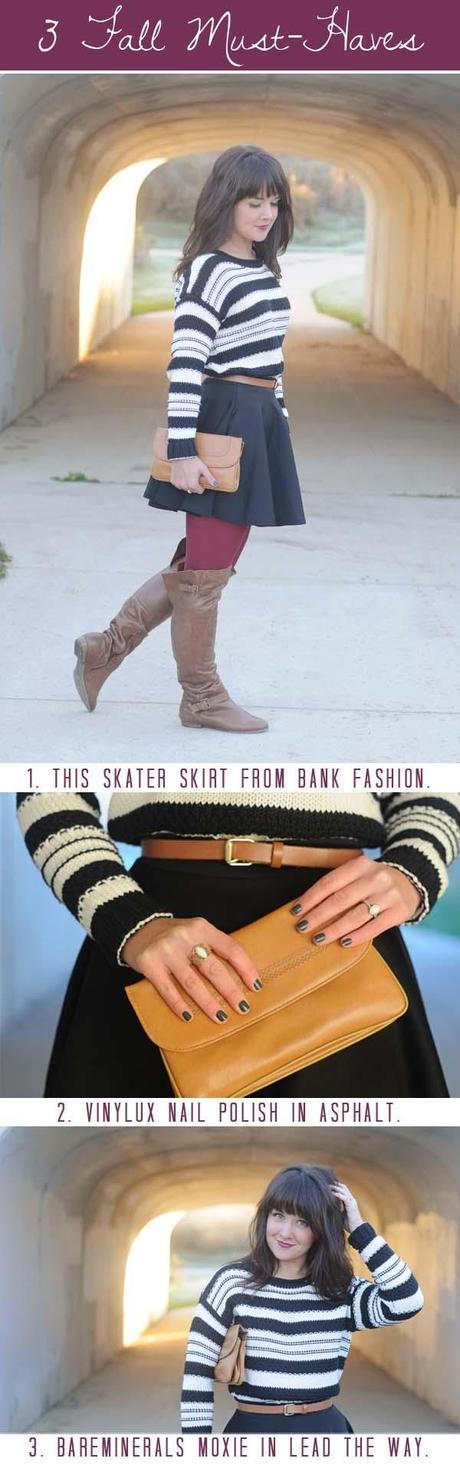 3 Must Haves For Fall: skater skirts, vinylux nail polish & berry lipstick. 
