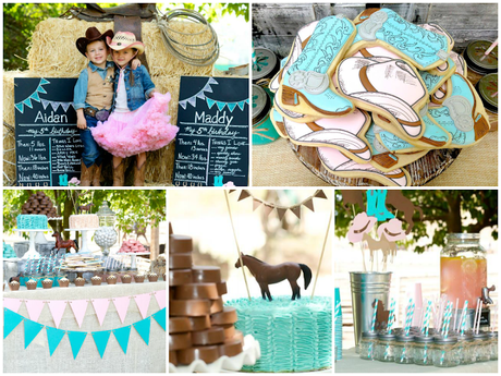 A Vintage  Cowboy and Cowgirl Western Themed party for five year old Twins by Jackie from Jack and Kate