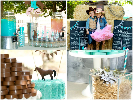 A Vintage  Cowboy and Cowgirl Western Themed party for five year old Twins by Jackie from Jack and Kate