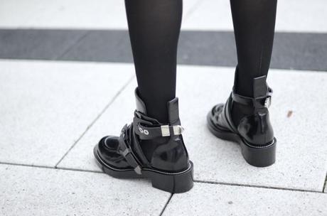 balenciaga silver buckle boots closeup