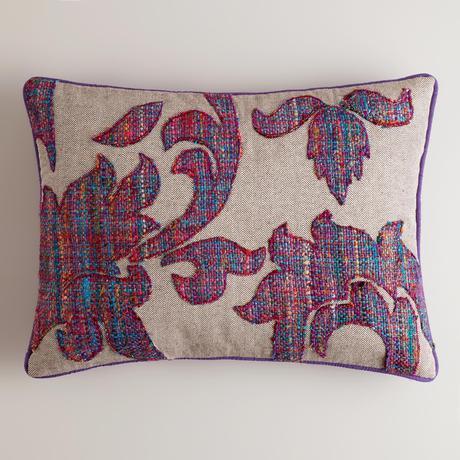 Purple Tweed Recycled Sari Lumbar Pillow