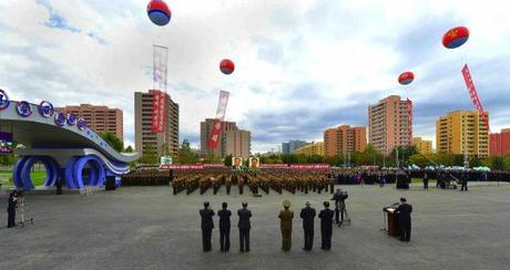 View of opening ceremony opening the Munsu Water Park in east Pyongyang on 15 October 2013 (Photo: Rodong Sinmun).