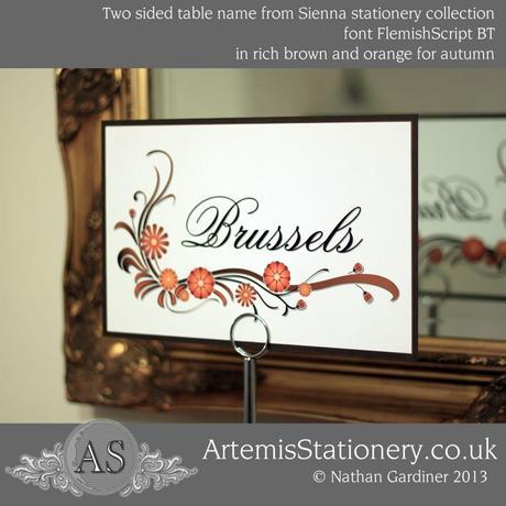 Sienna table name in autumn colours