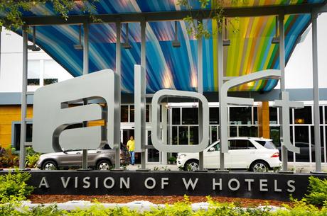 Large Sign in Front of the aloft hotel in Miami