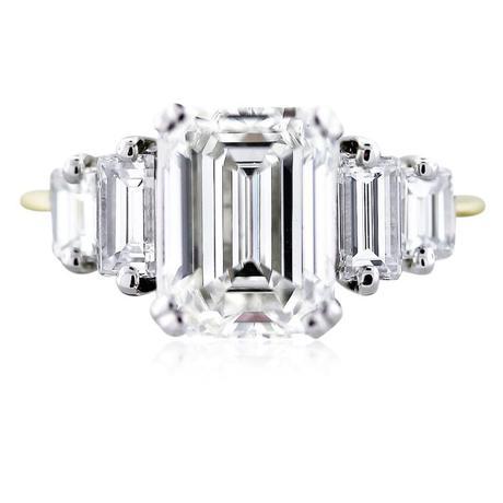 3 carat emerald cut 5 stone engagement ring