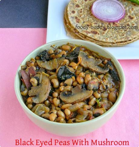 Black-Eyed Peas With Mushroom | Lobhiya Khumb Masala - Side Dish For Roti