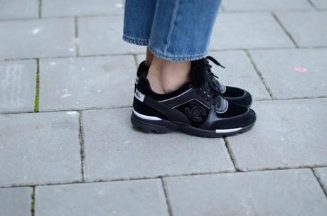 Chanel sneakers black velvet fw13 closeup