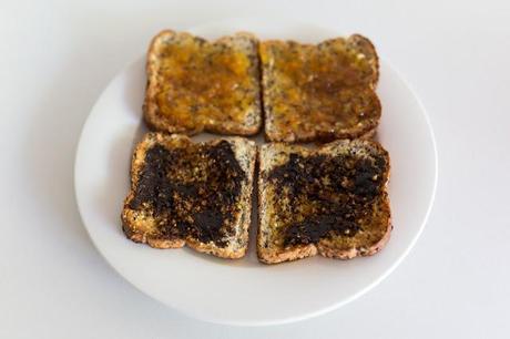 vegemite and marmalade toast