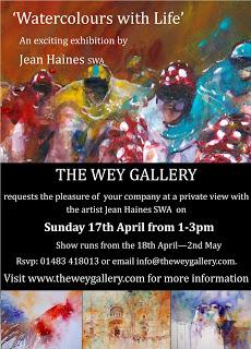 poster style invitation to a watercolor gallery show opening