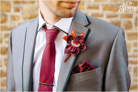 Homemade red tattoo themed buttonhole