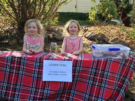 Just opening the Cookie stall. The girls are very excited.