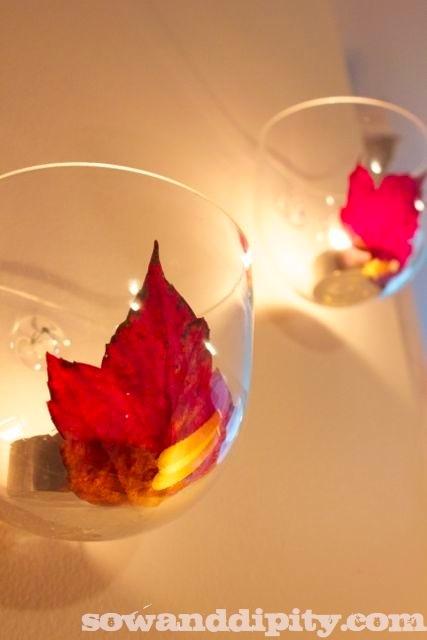 wall sconces with autumn leaves