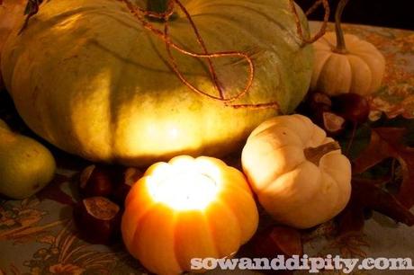 mini white pumpkin candle holder