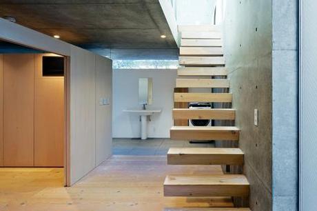 open plan concrete home in japan staircase 