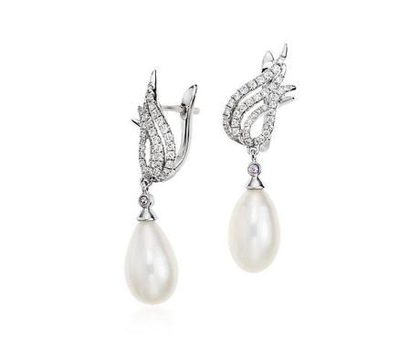 Monique Lhullier Diamond Flame Pearl Earrings