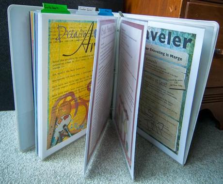 Three ring binder with colorful pages