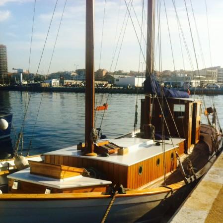 Our sailboat, the Jolie Biche.  At the marina in Palamós, Costa Brava.