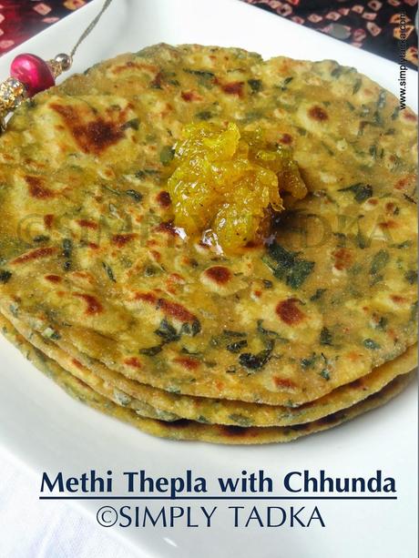 Methi Thepla with Mango Chhunda