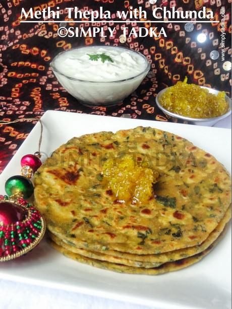 Methi Thepla with Mango Chhunda